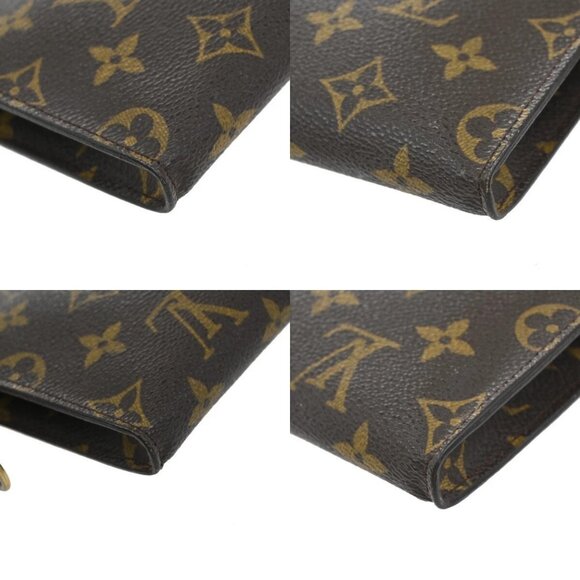 LOUIS VUITTON LV Logo Bucket PM Pouch Bag Monogram Leather Brown Gold 05EE827 - Picture 7 of 14
